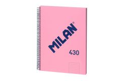 Milan cuaderno espiral formato a4 pautado 7mm - 80 hojas de 95 gr/m2 - microperforado, 4 taladros - color rosa