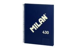 Milan cuaderno espiral formato a4 cuadricula 5x5mm - 80 hojas de 95 gr/m2 - microperforado, 4 taladros - color azul oscuro
