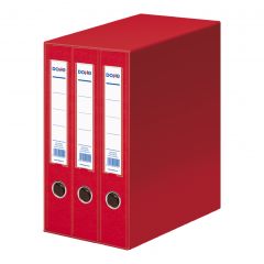 Dohe archicolor modulo de 3 archivadores de palanca con rado - lomo estrecho - formato folio - carton forrado - color rojo