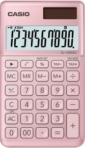 Casio sl-1000sc calculadora de bolsillo - pantalla extragrande de 10 digitos - alimentacion solar y pilas - color rosa