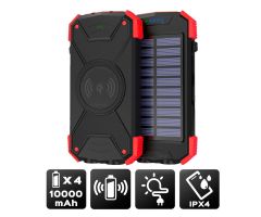 Altadif ALTPB10WIRLSOLAR batería externa 10000 mAh Cargador inalámbrico Negro, Rojo