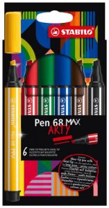 STABILO Pen 68 MAX rotulador Negro, Azul, Marrón, Verde, Rojo, Amarillo 6 pieza(s)