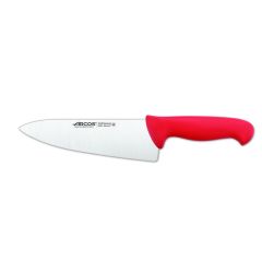 Cuchillo de cocinero Arcos Colour - Prof  290722 de acero inoxidable Nitrum y mango ergonómico de Polipropileno de color rojo y hoja de 20 cm, funda display