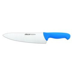 Cuchillo de cocinero Arcos Colour - Prof  290823 de acero inoxidable Nitrum y mango ergonómico de Polipropileno de color azul y hoja de 25 cm, funda display