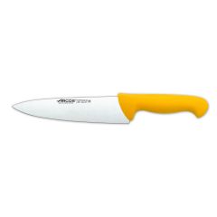 Cuchillo de cocinero Arcos Colour - Prof  292100 de acero inoxidable Nitrum y mango ergonómico de Polipropileno de color amarillo y hoja de 20 cm, funda display