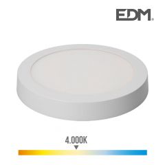Downlight led superficie redondo 20w 1500lm 4000k luz dia ø22,5x4cm blanco ø22,5x4cm edm
