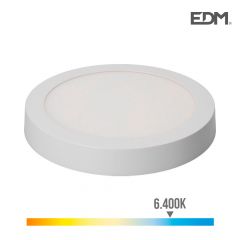 Downlight led superficie redondo 20w 1500lm 6400k luz fria ø22,5x4cm blanco edm