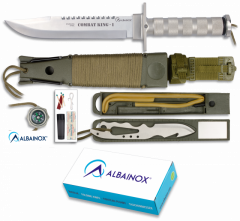 Cuchillo de Supervivencia Martinez Albainox Combat King I con Mango de Aluminio y Hoja de Acero Inox de 20.5 cm Incluye Funda nylon -PVC 31771