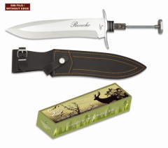 Cuchillo de caza Fornitura, hoja de 23,5 cm 7Cr17, tamaño total 37 cm, espesor de 5 mm, sin filo