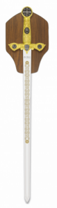 Espada Templaria Tole10 Alba Dorada, con Mango de ABS, Hoja de 56,5 cm de Acero Inoxidable, Incluye Panoplia 32110
