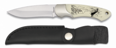 Cuchillo Martinez Albainox con mango ABS hoja de acero inox de 9,5 Cm, incluye funda de piel sintética  32199GR569