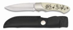 Cuchillo Martinez Albainox con mango ABS, Hoja de acero inox de  9,5 Cm, incluye funda de piel sintetica  32199GR574