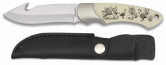 Cuchillo Martinez Albainox con mango ABS y  Hoja de acero inox de 9.5cm, incluye skkiner profesional y funda de piel sintética 32200GR574