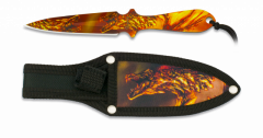 Cuchillo Lanzador impresión fotográfica 3d Dragon, hoja de acero inox de 17 cm con funda de nylon 32258