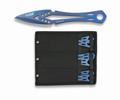 Set 6 cuchillos Lanzadores Rainblue de acero inox de tamaño Total 15,5 cm . Incluye Funda y caja a color