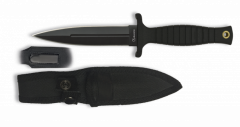 Cuchillo Martinez Albainox con Mango ABS de color Negro, Hoja de Acero Inox de 12.1 cm. Incluye Funda de nylon