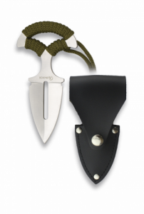 Cuchillo Táctico Martinez Albainox con mango de acero encordado,  Hoja de acero inoxidable de  7 cm , incluye funda de piel sintética