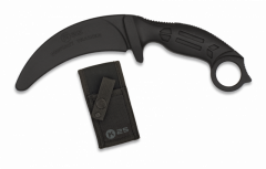 Cuchillo de entrenamiento K25 negro, material de goma, tamaño total de 23,4 cm, en funda de nylon