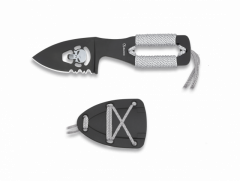 Cuchillo deportivo Albainox Calavera, hoja de 5,3 cm, mango encordado, con funda ABS