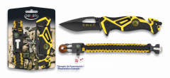 Set de navaja Albainox SWAT + paracord, color amarillo, presentación en blister