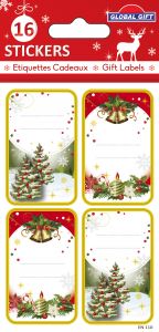 Etiquetas navidad pinos y decoraciones