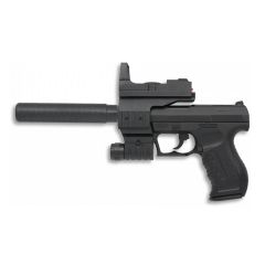Pistola de aire suave Albainox 6 mm muelle, cuerpo de PVC, peso 300 gramos, 30 m/s, 100 fps, potencia 0,05 Julios, bolas PVC 6 mm, 38284