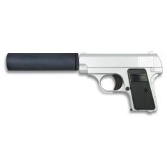 Pistola Airsoft De Muelle Serie Metálica Color Plata Galaxy Peso 366g Calibre 6 Mm Potencia 68 M/s, energía 0,28 Julios, 35720