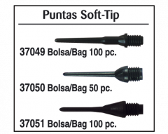 Puntas de dardos Soft-tip Keltik de Plástico en Bolsa de 100 Piezas de Color Negro 37049