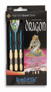 Set de 3 Dardos Keltik Dragon con Punta de Acero Inox y Peso de 19 gr, en blister y estuche de fibra 37064