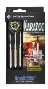 Set de 3 Dardos Sopttip Keltik Karadoc con Punta de Plastico y Peso de 18 grs, en blister y estuche de fibra 37074