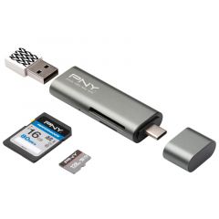 PNY R-TC-UA-3N1E01-RB lector de tarjeta USB 3.2 Gen 1 (3.1 Gen 1) Type-C Metálico