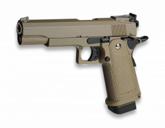 Pistola de Airsoft de GAS Golden Eagle 3304 Color TAN - Full Metal Blowback 310 fps 95 ms Bolas 6mm, energía 0,90 Julios,  Peso 967 gramos.