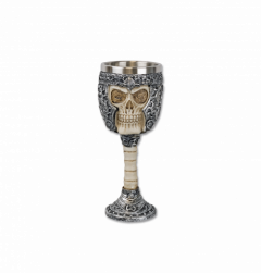 Copa para decoración Calavera Tole10 Imperial, material de resina, interior de aluminio, tamaño total de 19 cm