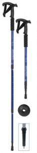 Bastón de Trekking Azul, material de aluminio, punta de tungsteno, mango doble, ajustable a 110 - 130 cm