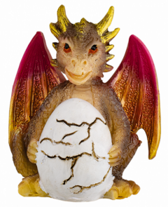 Dragón Con Huevo Resina Rosado 8.5 Cm
