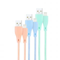 3 Cables Lightning A Usb 2.0 Mallado Rosa / Azul / Verde 1m Nanocable 10.10.0401-co1