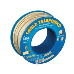 Cable telefónico manguera plana carrete de 100 Electro Dh 49.050/4/M, color marfil, 8430552031993