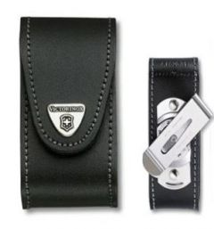 Estuche de piel para cinturón Victorinox, con clip rotativo para pasar por cinturón, color negro, cierre con velcro, 4.0521.31