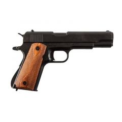 Réplica de Pistola Automática M1911 A1 calibre 45 de la II Guerra Mundial en metal negro y madera rayada de 24 cm
