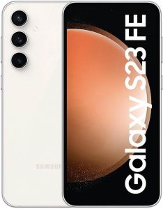 Teléfono Samsung Galaxy S23 Fe (S711) 5g. Color Crema (Cream). 128 GB de Memoria Interna. 8 GB de RAM. Dual Sim. Pantalla Dynamic AMOLED 2x de 6,4". Triple cámara trasera de 50". Smartphone libre.