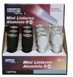 Pack de 12 uds (expositor) Linterna aluminio. 9 Leds Electro DH 60.362 8430552122363