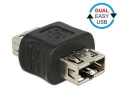 DeLOCK 2xUSB2.0-A USB2.0-A Negro, Plata