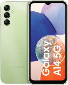 Teléfono Samsung Galaxy A14 (A146) 5g. Color Verde (Green), 64 GB de Memoria Interna, 4 GB de RAM, Dual Sim. Pantalla Infinity-V de 6,6". Cámara principal de 50 MP. Smartphone completamente libre.