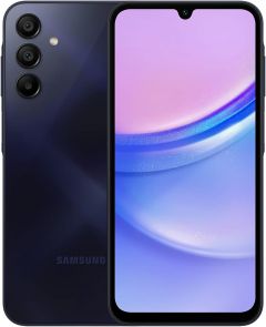 Teléfono Samsung Galaxy A15 (A155). Color Azul Oscuro. 128 GB de Memoria Interna, 4 GB de RAM. Dual Sim. Pantalla Infinity U Super AMOLED de 6,5". Cámara trasera de 50 MP. Smartphone libre.