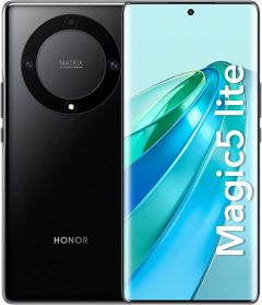 Teléfono Honor Magic5 Lite 5g, Color Negro (Black), 256 GB de Memoria Interna, 8 GB de RAM, Dual Sim. Pantalla OLED curved display de 6,67". Cámara de ultra alta definición 64mp. Smartphone libre.