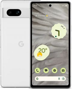 Teléfono Google Pixel 7a 5g, Color Blanco Snow, 8 GB de RAM, 128 GB de Memoria Interna, Dual Sim. Pantalla FHD+ OLED de 6,1". Cámara ultra gran angular de 13 MP. Smartphone completamente libre.