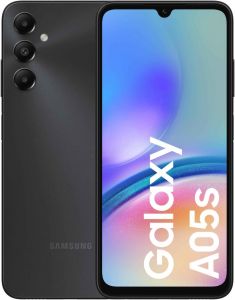 Teléfono Samsung Galaxy A05s. Color Negro (Black). 64 GB de Memoria, 4 GB de RAM. Dual Sim. Pantalla Inifinity U Super AMOLED Full HD+ de 6,7". Cámara con sensor principal de 50 MP. Smartphone libre.