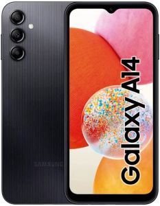 Teléfono Samsung Galaxy A14 (A145), Color negro (Black), 64 GB de Memoria Interna, 4 GB de RAM, Dual Sim. Pantalla FHD+ de 6,6". Cámara de alta resolución de 50 MP. Smartphone completamente libre.