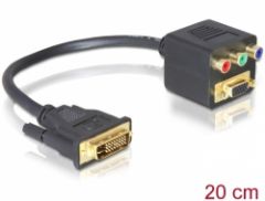 DeLOCK Adapter DVI29 male to VGA + 3x Cinch female 0,2 m DVI VGA (D-Sub) + 3 x RCA Negro