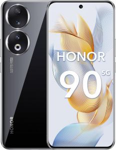 Teléfono Honor 90 5G. Color Negro (Black). 512 GB de Memoria Interna, 12 GB de RAM, Cámara ultraclara de 200 MP. Pantalla flotante curvada cuádruple de 6,7". Display 5000 Mah Sobrealimentación de 66w.